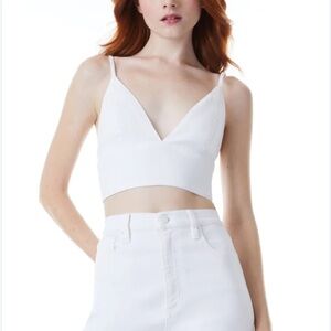 ALICE + OLIVIA Carli Denim Crop Top in White